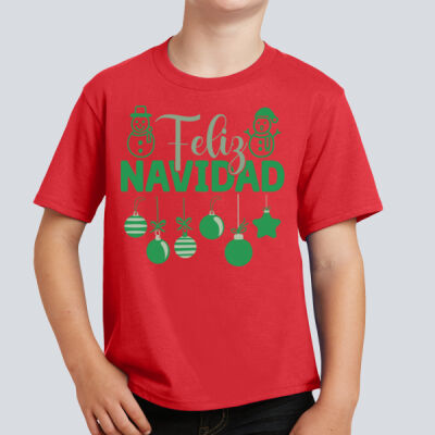 Youth T-Shirt - Winter Holidays - Feliz Festive - Green Thumbnail